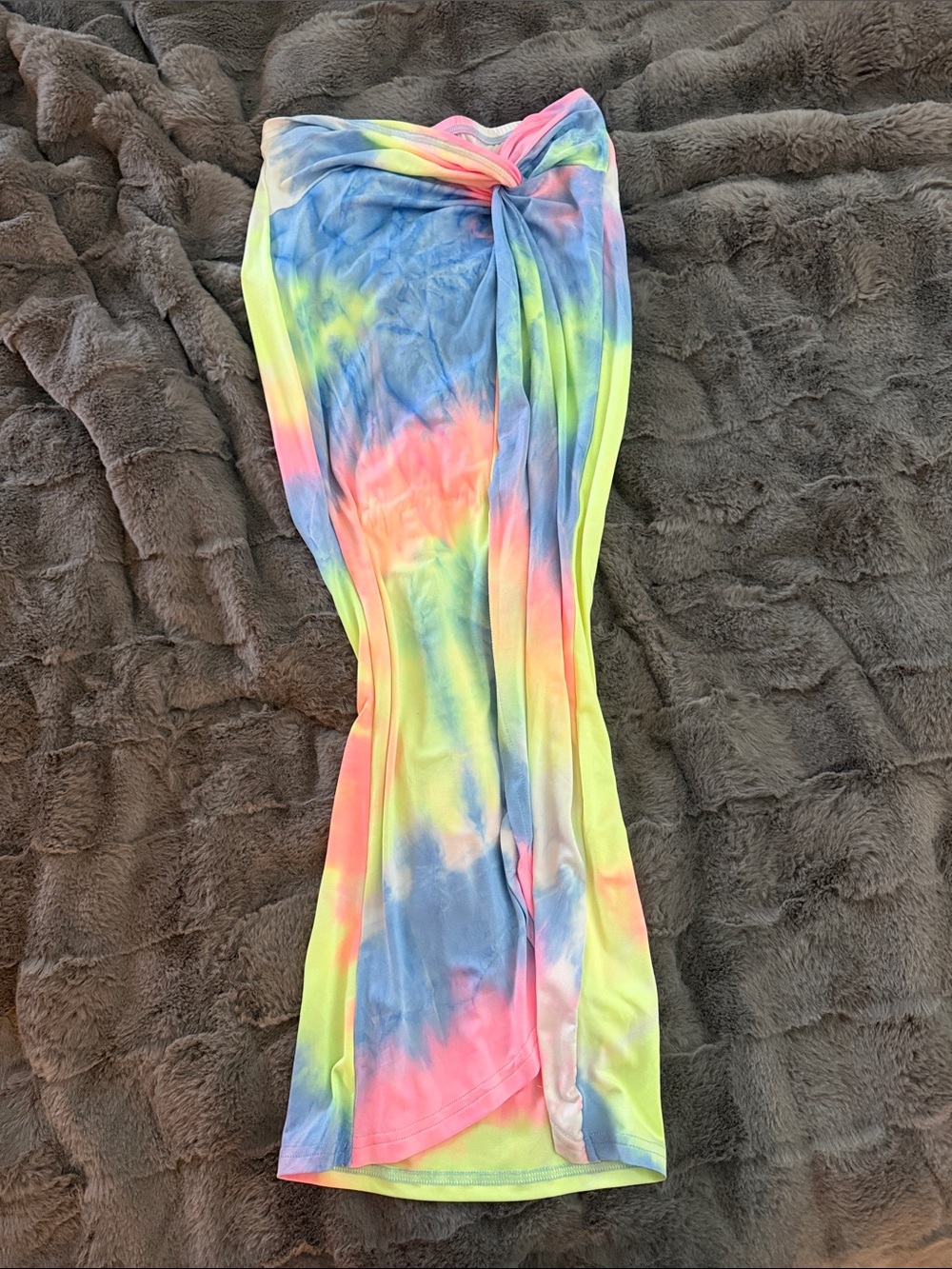SHEIN Neon Tie-Dye Sarong Cover-Up in Blue, Pink & Yellow